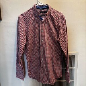 Nautica Red and Blue Casual Button Down Shirt
